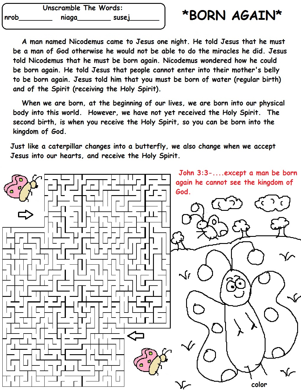 born again butterfly sunday school lesson father s day coloring sheets